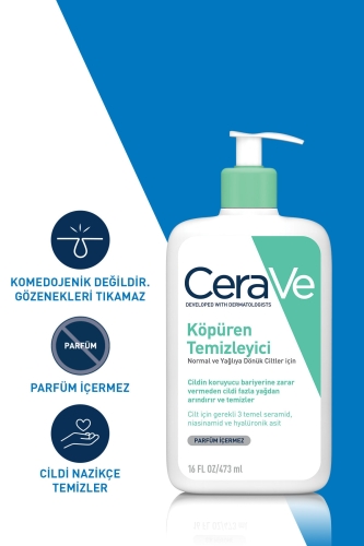 Cerave Foaming Cleanser Normal & Yağlıya Dönük Ciltler İçin 473 ml - 7