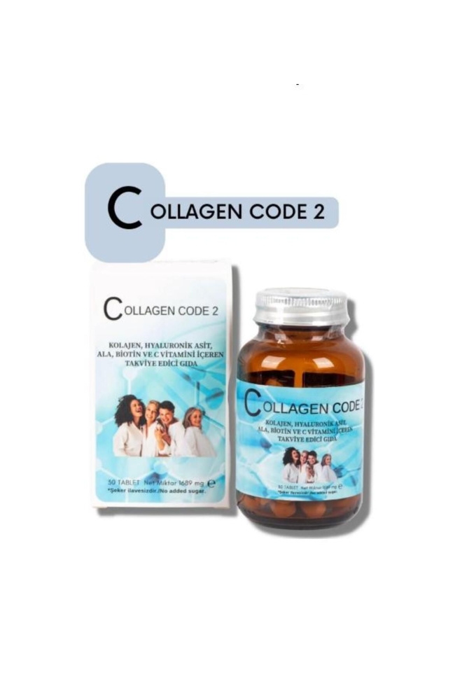 Collagen-Code 2 Collagen Code2 Tip1tip2 Hidrolize Kolajen+hyaluronik Asit+c Vitamini Içeren 30 Tablet Gıda Takviyesi - 1