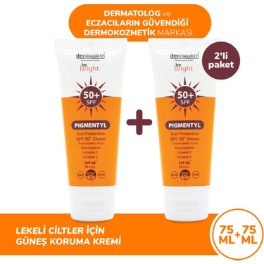 Dermoskin Be Bright Pigmentyl Güneş Kremi SPF50+ 75 ml - İkili Kofre - 1