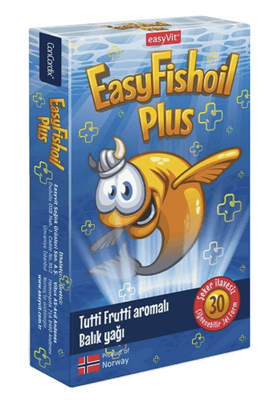 EasyFishoil Plus Balık Yağı Tutti Frutti Aromalı 30 Çiğnenebilir Jel - 1