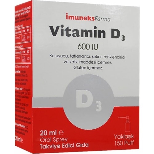 İmuneks Vitamin D3 600 IU Sprey 20 ml - 1