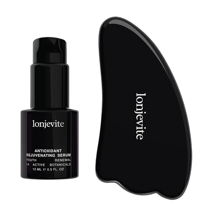 Lonjevite Discovery Kit - Antioxidant Rejuvenating Serum 15 ml + Wing Shaped Black Obsidian Gua Sha - 1