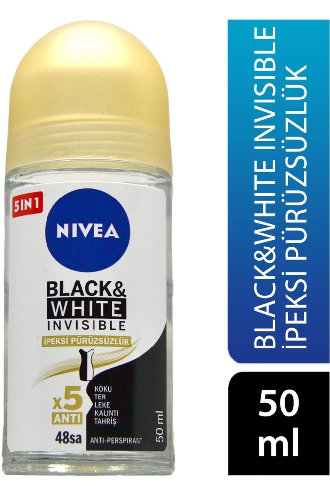 Nivea Black & White Invisible Roll On For Women İpeksi Pürüzsüzlük 50 ml - 1