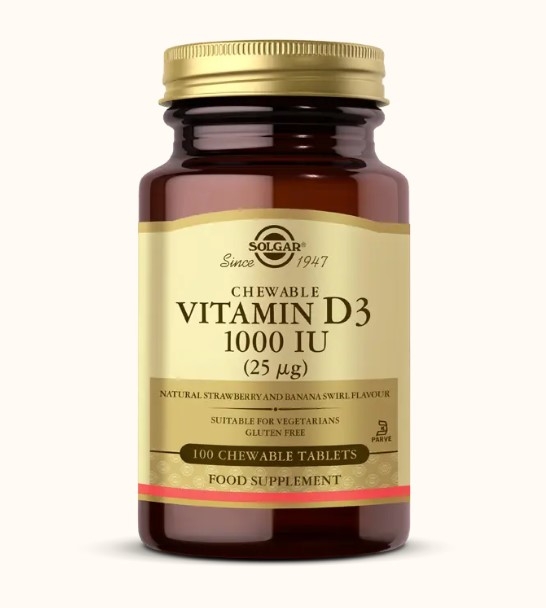 Solgar Vitamin D3 Cheaweble 1000 IU 100 Tablet - 1