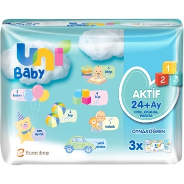 Unibaby Aktif Islak Mendil Aktif Simple 156 Yaprak - 3 Adet - 1