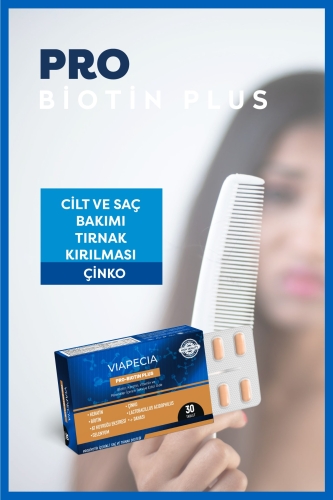 Viapecia Pro-Biotin Plus Biotin Keratin Vitamin ve Mineraller İçeren Takviye Edici Gıda 30 Tablet - 3