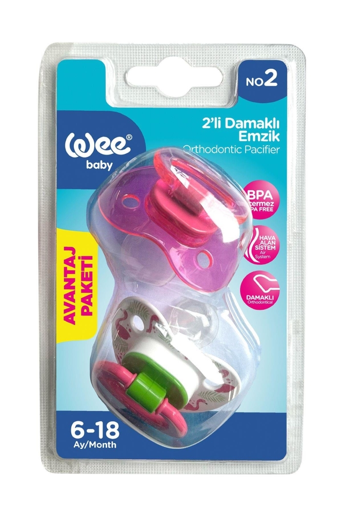 Wee Baby 438 Yalancı Emzik Damaklı No:2 2'li - Pembe - 1