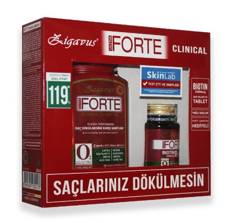 Zigavus Ultra Forte Biotin B7 30 Tablet + Zigavus Forte Ultra Clinical Yağlı Saçlar İçin Şampuan 300 ml Kofre - 1